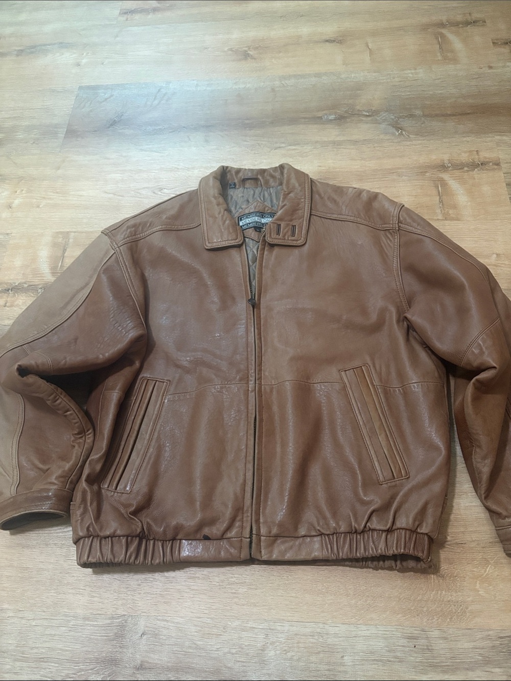 Vintage Members Only soft Brown Leather Bomber Jacket Medium